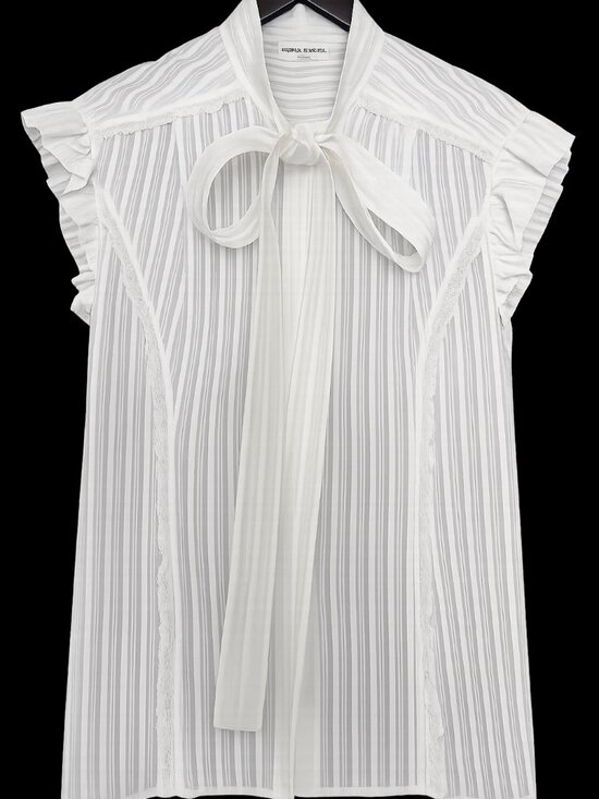 Sonia Rykiel Paris Tops - Sonia Rykiel Paris White Bow Tie Flutter Sleeve Blouse – Size 40